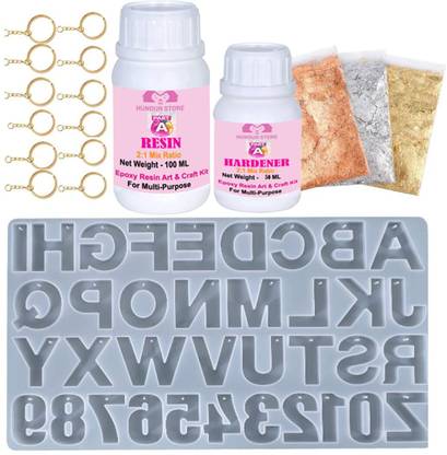 Hundur Store Resin Keychain Making Set DIY Kit 2:1 Ratio with (100Gm Resin +50g Hardner