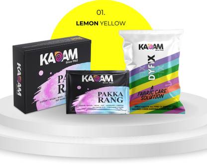 KADAM Fabric Dye Colour, Shade 01 Lemon Yellow, Pack of 10 Single Color Pouches