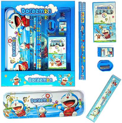 ROSEFAIR Doraemon Stationery Kit Set for Boy – 6 in 1 Cartoon School Items Set for Kid