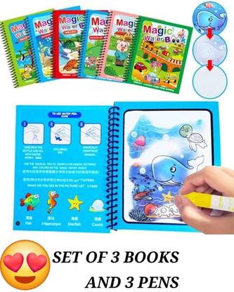 Mira Farmcraft Pack of 3 Reusable Magic Kids Water Pen Book Doodle Painting Board RANDOM DESIGN