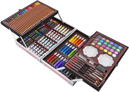 mona kids toys Unicorn Multi Coloring Kit For kids Drawing and Painting Set 145 Pcs Wooden Case