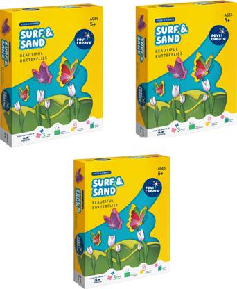 Fevicreate Make Your Own Sand Art Butterflies Learning Craft & DIY Kit for Kids - Pack of 3