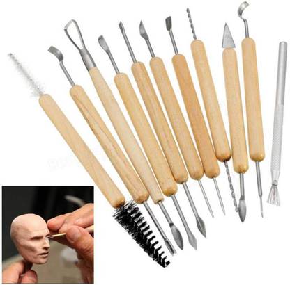 banira Wooden Handle Clay Carving Pottery Sculpting Tools for Art and Craft