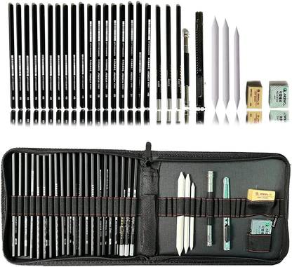 DaKos 29 Pcs. Sketching & Drawing Art Tool Kit with Graphite Pencils and Zipper Case