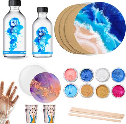 EVENS MORE Ocean Art KIt With Resin Round Mdf And Pigment