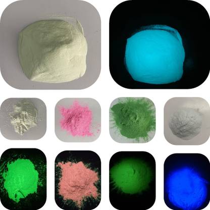 RADIUM GLOW PAINT POWDERS 5 colours(Green,blue,dark green,pink,voilet)Each 10gm(Total 50gms)