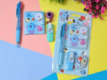 FEBRINA Cute BTS BT21 Army Stationery Combo Set For Kids Mini Size (Pack of 1/ Multi)