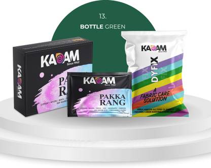 KADAM Pakka Rang | 25g of Shade 13 Bottle Green and 5 sachets of DyFix Colour Fixer