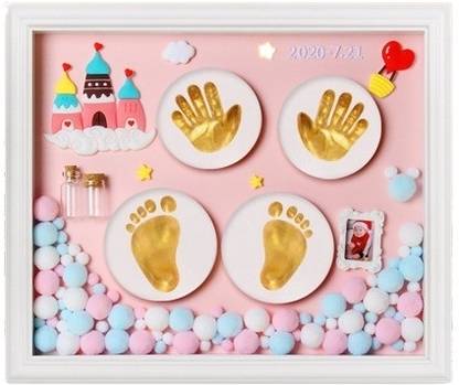 HASTHIP Baby Handprint Footprint Keepsake Non-Toxic Clay Photo Frame Registry Kit