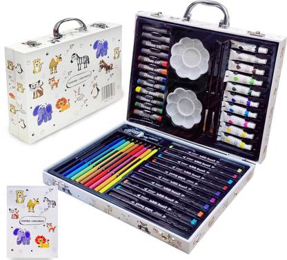 SHA Big Art Drawing Set, Wooden Storage Box Easy Store Drawing Kit for Painting ART