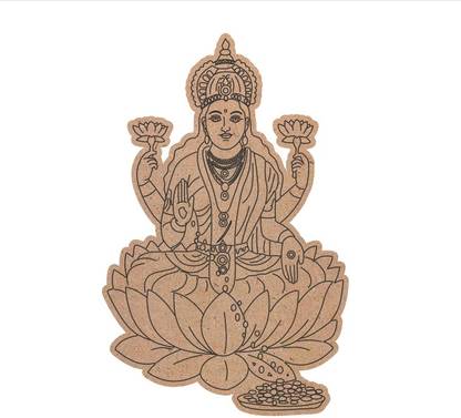 Bhavantu designers Pre Marked Laxmi Wooden Cutout 8 inch
