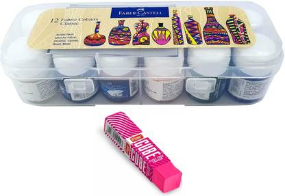 FABER-CASTELL Fabric Color Pack Of 12 With Cube Eraser Free