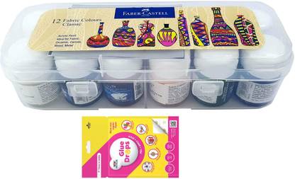 FABER-CASTELL Fabric Color Pack Of 12 With Glue Drops Free