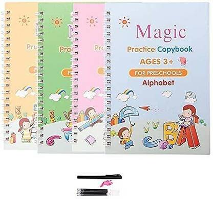 RAKRISH magic book for kids ,Magic Practice Copybook, (4 BOOK + 10 REFILL Tracing