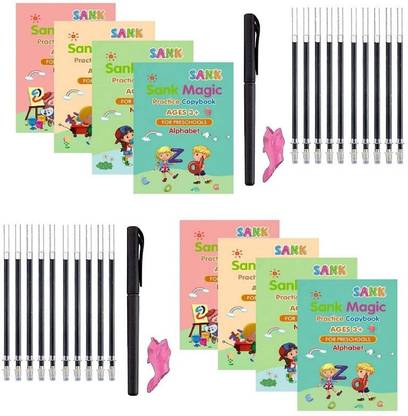 PRAYOSHA ENTERPRISE Magic Practice Book for kids 8 BOOK + 20 REFILL+2 Pen +2 Grip Number Book