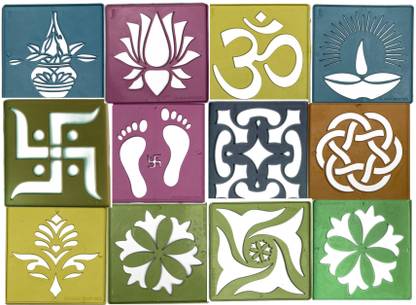 Kitoarts Rangoli Stencils,Kolam Stencils,Diwali Decoration Items,Rangoli Making Tool