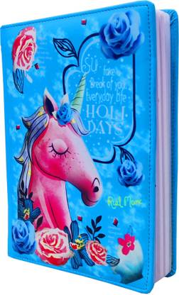 Neel Leather Material Diary for Kids Notebook Soft Cute Designer Diary for Girl B5 Notebook Return Gift Set for Kids Diary Unicorn Diary for Kids Gift Both Side Ruled 160 Pages