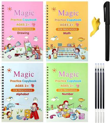 Mynxe Number Math Drawing Alphabet Handwriting Magic Practice Reused, Calligraphy
