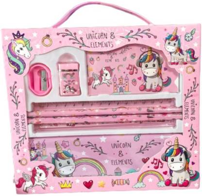 Barbarik Cute Unicorn Stationery gift Set Combo for Kids (Set of 1, Pink)