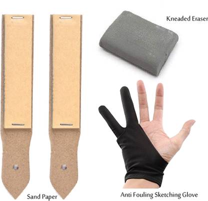 mixale Artist's Sand Paper With Kneaded Eraser Or Anti Fouling Sketching Glove