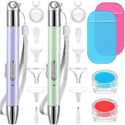 PATPAT 2pcs Diamond Painting Pen Light Up LED Diamond Painting Pen with 5 Types