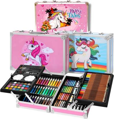 PEACORA Deluxe Art Kit Supplies Portable Great Gift Set 145Pcs Unicorn Gift for Painting