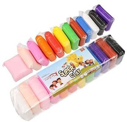 KHILONEWALA 24 pcs Air Dry Clay For Kid Non-Toxic Modeling Magic Fluffy Foam With 6pc Tools Art Clay