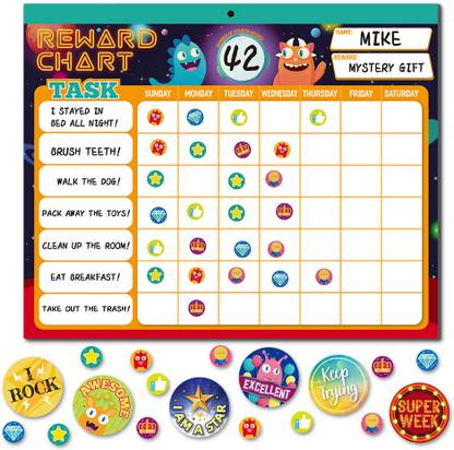 WATER FOUNTAIN Reward Chart for Kids - Pad with 27 Customized Chore Charts, Behavior Chart