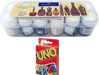 FABER-CASTELL Fabric Color Pack Of 12 With UNO Card Free