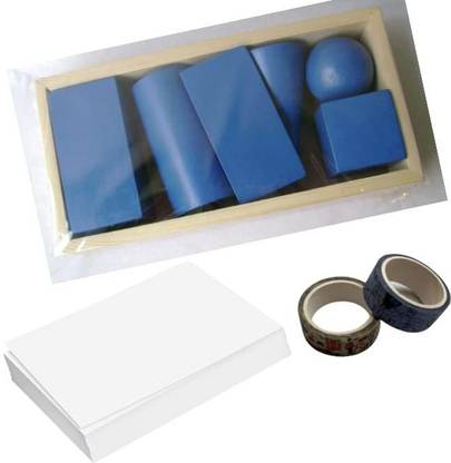 Artpassionhub White Ivory Paper Sheet Japanese Masking Tape and Geometrical Model