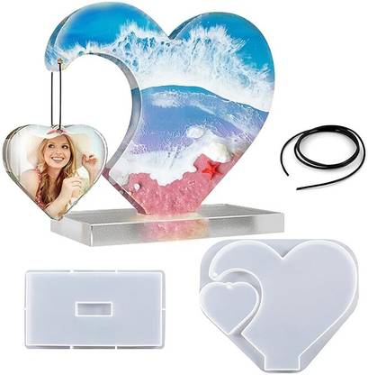 GD Art Store 2Pcs Heart Side Hanging Shaped Photo Frame Mould for Epoxy resin art DIY