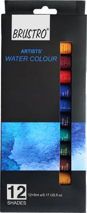 BRuSTRO Artist's Watercolour Paint | Set of 12 Colours x 5ML Tubes