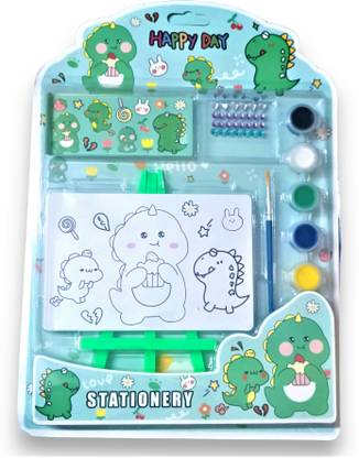 FEBRINA Cute Dinosaur Theme Mini Canvas Painting Kit for Kids (Set of 1)