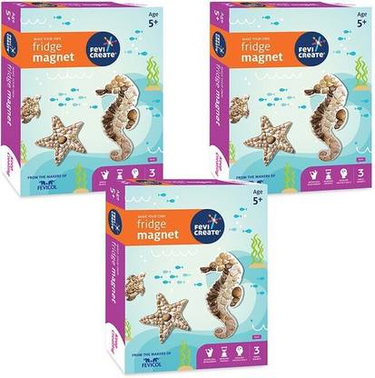Fevicreate Make Your Own Fridge Magnets Art and Craft Kit DIY for Kids - Pack of 3