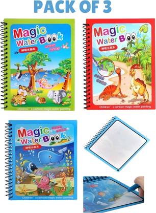 Sui Generis Magic Water Drawing Book Reusable Coloring Book Drawing Board For Kids Pack of 3