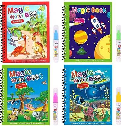 HIRNAYA Magic water book For kid Drawing Reusable water colouring book with Magic pen