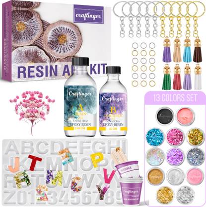 Craftinger Diy Resin Alphabet Making kit with Resin and tessal