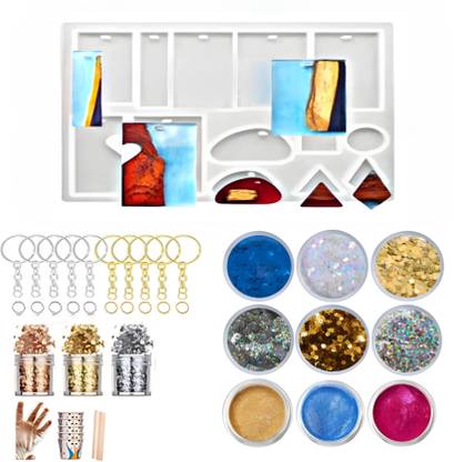 Shiva Creation Art Kit Full Set Keychain Mould With Glittrs and Keychain Premium