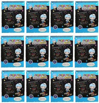 Furnish Marts Art Scratch Paper NoteBook with Wooden Pencil, : Pack of 12 pcs