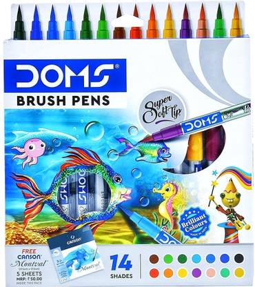 DOMS 14 Shades Brush Pens (Set of 1, Multicolor)