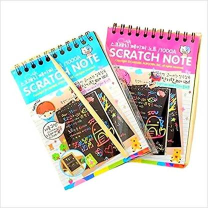 MOREL SCRATCHNOTE DIARY BIG SIZE SET OF 2 COLORFUL SCRATCH ART ACTIVITY BOOK FOR KIDS