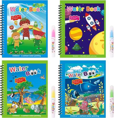 crockdile Reusable Water Coloring Books for Toddlers, Paint with Water Books for 3-5y Olds