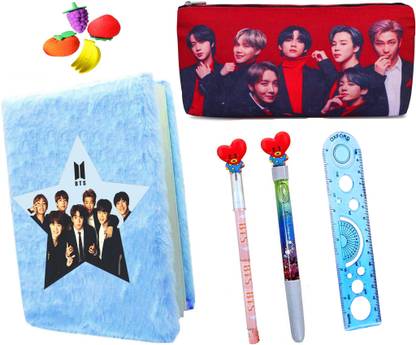 Neel Collection BTS Army Team School Stationery Gift Set- Diary/Pencil/Eraser/Pouch