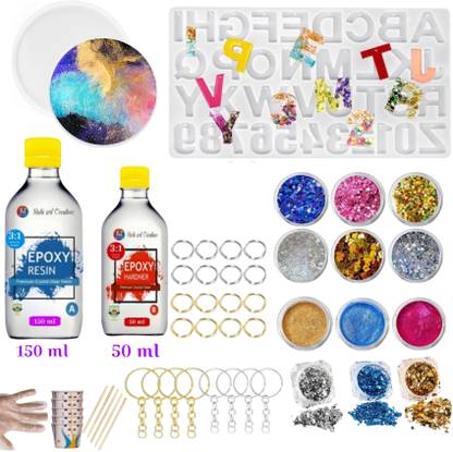 art kit Art Set Diy Alphabet And Free Round Mould 3:1 Ultra Resin 200 Gm