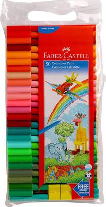 FABER-CASTELL Faber-Castell Medium Point Connector Pen Set - Pack of 50, Multicolor