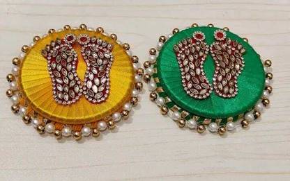 NuttsStore Decorative Lakshmi Ji Charan Platter Wool Decorative Platter