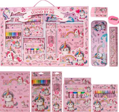WISHKEY 41 Pieces Unicorn Theme All-in-One Stationery Set with Pencil Box, Notebook