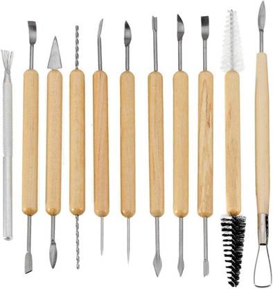 Pehrovin Set of 11 Wooden Clay Tools For Pottery, Soap/plaster/clay sculpting, carving,