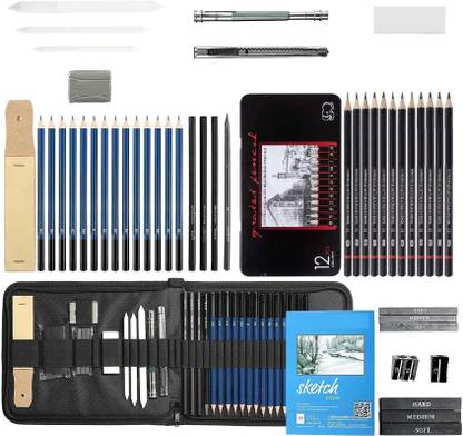 Corslet Sketch Pencil 47 Pcs Sketching Kit Graphite Charcoal Drawing Pencil Set Artist