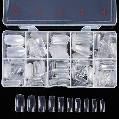 Velvetree Fake Nails False Nails Artificial Nails 100pcs 10 Sizes With Box White